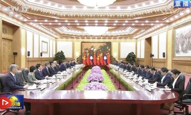 习近平同老挝人民革命党中央总书记、国家主席通伦举行会谈