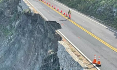 美国加州1号公路部分路段因暴雨塌陷，导致约2000人滞留