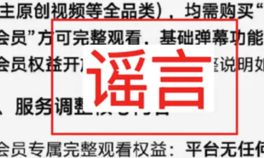 B站今后买会员才能看完整视频？公司：谣言，已报警