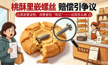 桃酥嵌螺丝，商家要证物，消费者怕“毁证”——千元赔偿怎么破？